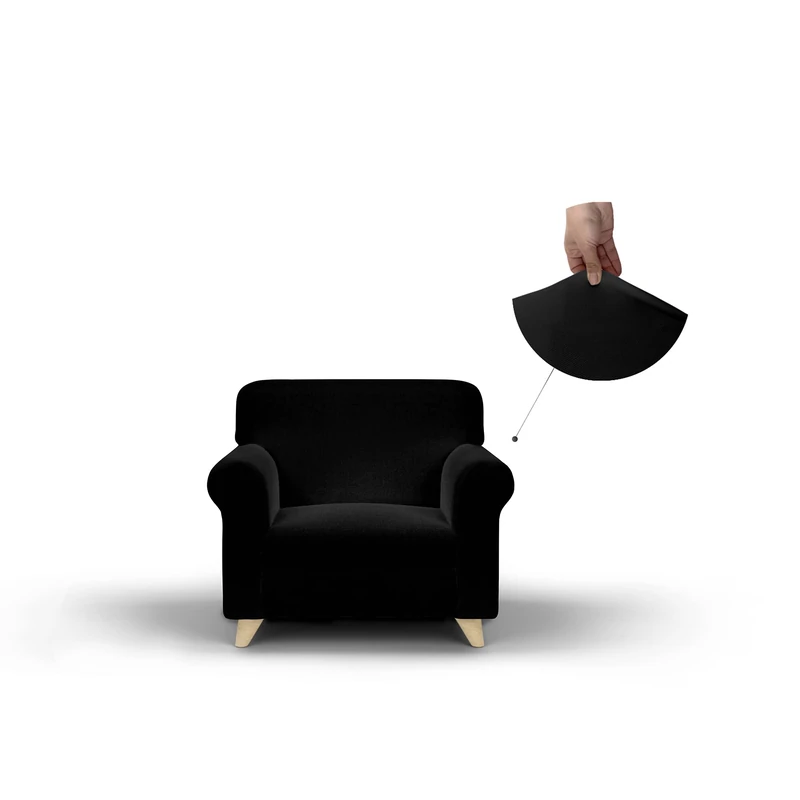 Italian Bed Linen Più Bello bielastic Sofa cover black, 1 place, Polyester, 1 Seat