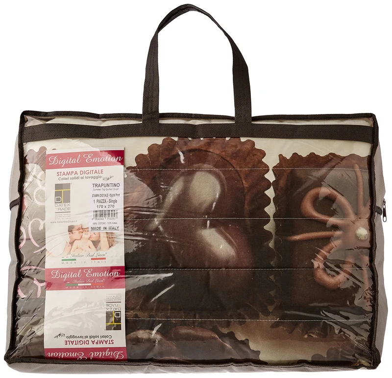 Italian Bed Linen 8058575009234 Summer Quilt with Print in Digital, Chocolate, 100% Cotton, Single, 170 x 270 x 1 cm - Image 1