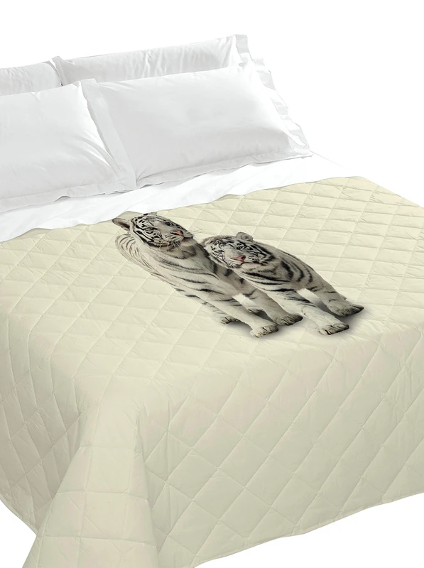 Italian Bed Linen 8058575009517 Summer Duvets with Digital Print/Tiger Grey, Grey, 100% Cotton, Single Size 170 x 270 x 1 cm