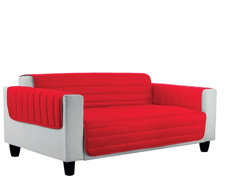 Italian Bed Linen Elegant Quilted Sofa Cover Doubleface, Red/Light Grey 2 Places, 100% microfiber,