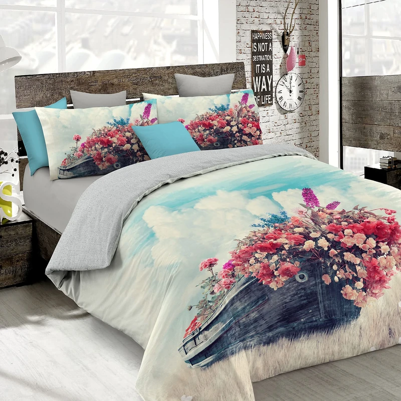Italian Bed Linen Duvet cover set with full coverage digital print,250x200cm, SD17, Cotton, DOUBLE