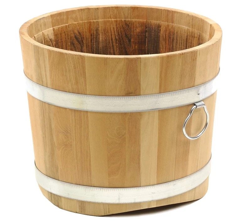 Dehner Robinia Wooden Bucket, Natural - Image 1