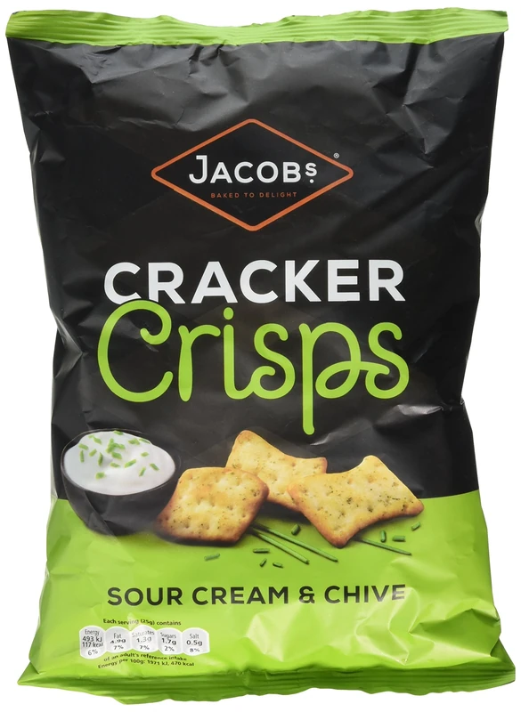 JACOB'S Cracker Crisps Sour Cream and Chive Snacks Sharing Bag 150g