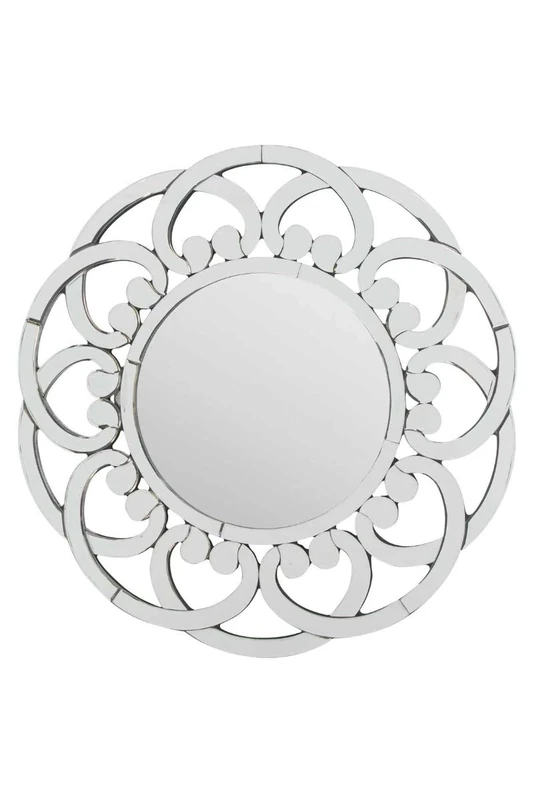 Large Modern Round Sophisticated Flower Design Venetain Wall Mirror 3ft (90cm)