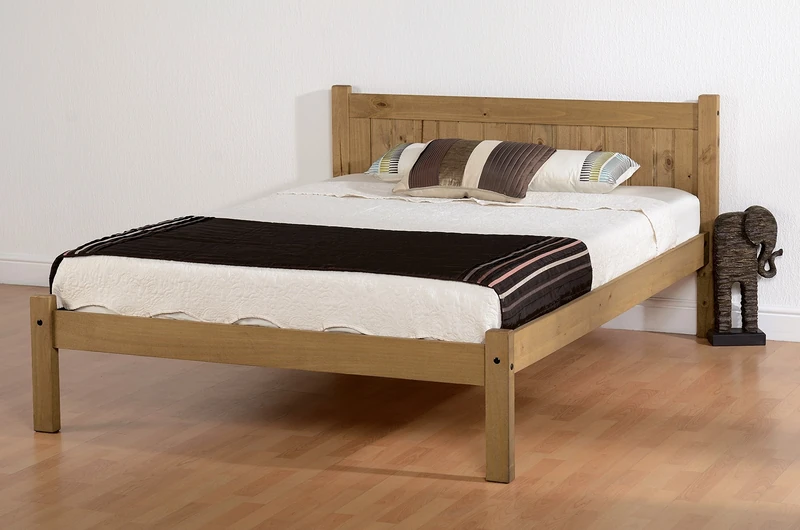 Seconique Maya 4' Small Double Bed in Distressed Waxed Pine