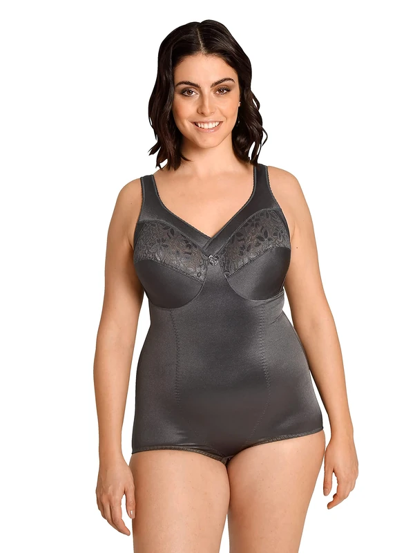 Susa Classics Corselette without Underwire, Women's Corselette, Shapewear, Women's Strong Shaping, Bodice, Body with Hook Closure, Shapes Waist, Belly & Butt, charcoal, 95E - Image 1