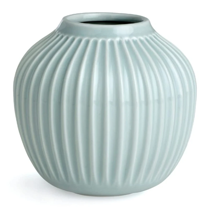 Kähler Hammershøi Vase Height 13 cm in Mint Vases Made of Handmade Porcelain in Scandinavian Style with Grooves, Ideal as a Decorative Vase for Bouquets, Branches or as a Decorative Piece
