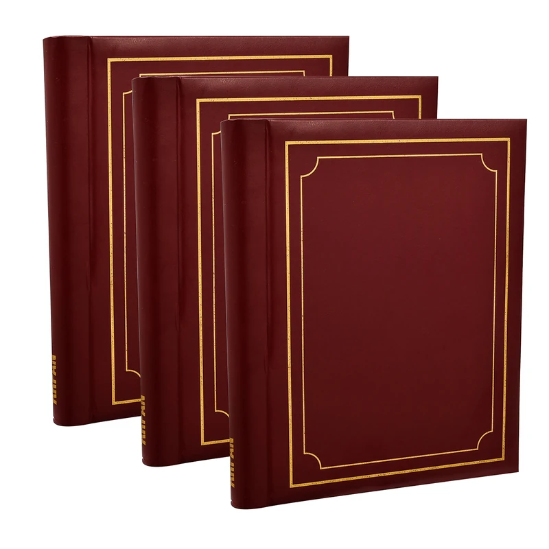 3 x Arpan Self Adhesive Photo Albums Totaling 108 Sheets 216 Sides (Red/Burgundy)