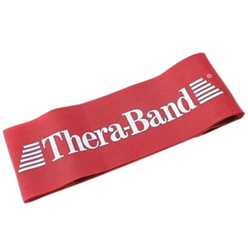 THERABAND Loop Resistance Bands Red Medium 20.5cm Pack of 10 | Elastic Exercise Loops for Rehabilitation, Pilates & Lower Body Training - Image 1