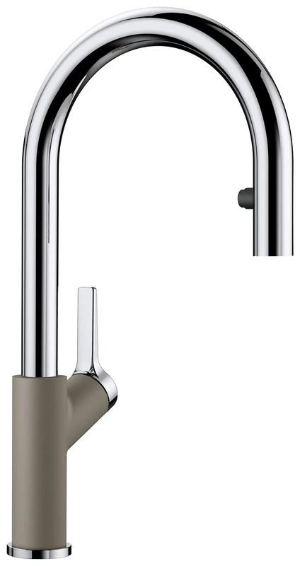 BLANCO Carena-S Vario | Kitchen Mixer tap in Tartufo/Chrome | High-Pressure | with Pull-Out Hose | Switch from Clear Jet to Spray Jet | Assured Water Quality & Water-Saving | [11x24x41.3 cm]