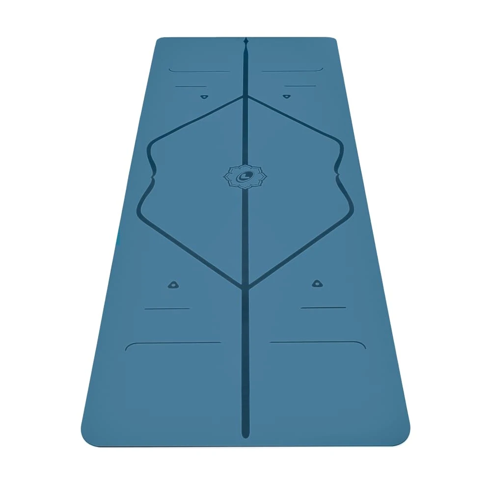 Liforme Original Yoga Mat – Free Yoga Bag Included - Patented Alignment System, Warrior-like Grip, Non-slip, Eco-friendly and Biodegradable, sweat-resistant, 4.2mm thick mat for comfort - Blue