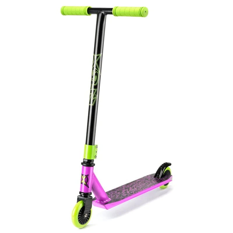 Xootz Toxic Stunt Scooter, Adult and Kids Kick Scooter, Lightweight 360 Degree Stunts, Beginner and Intermediate Level Scooter, Steel T-Bar and Grip Tape Deck, 6+, Purple