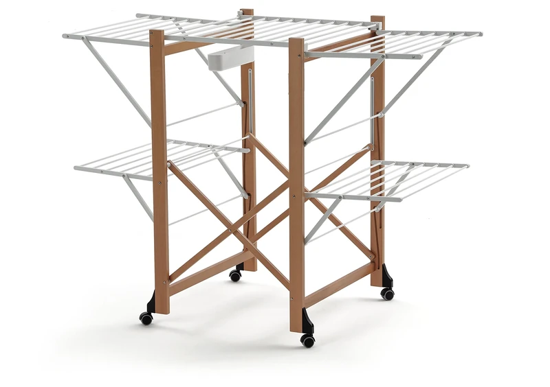 Arredamenti Italia Aliante Wire Drying Rack, 25 m, Cherry Wood