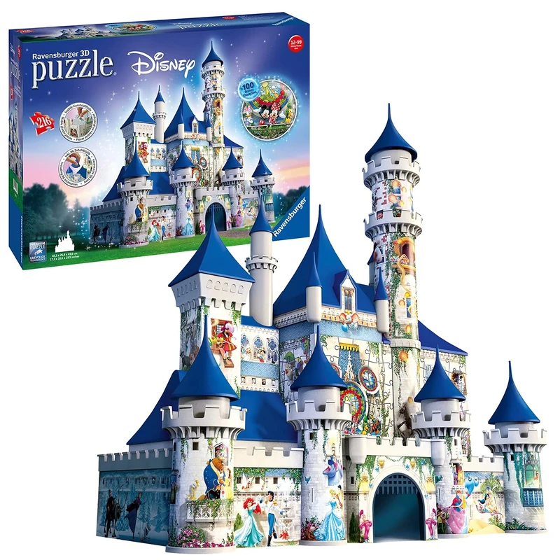 Ravensburger 125876 Disney Castle 3D Puzzle for Adults and Children Age 10 Years Up, 216 Pieces plus Accessories, No Glue Required