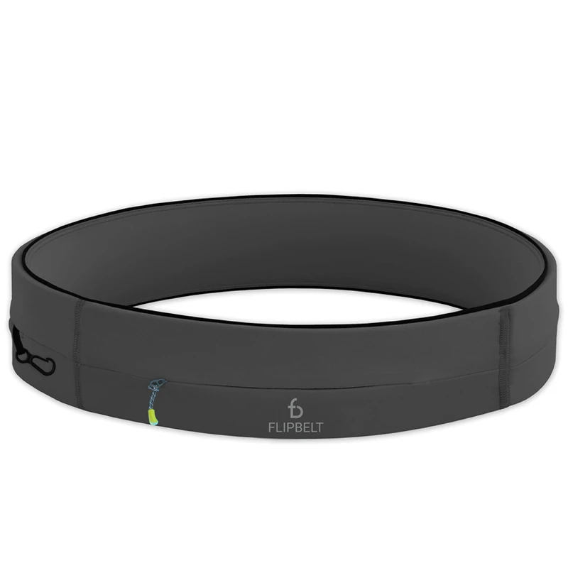FlipBelt Zipper Running Belt for Phone and Small Accessories, Exercise Waist Pouch for Women and Men, XL, Carbon