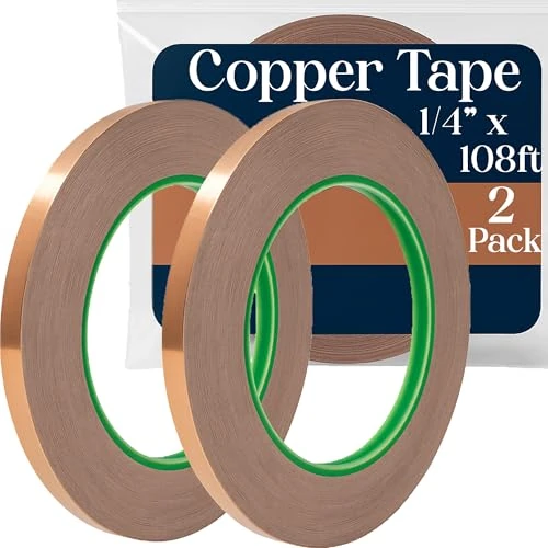 Kraftex Copper Tape [1/4 Inch x 108ft] Copper Foil Tape for Guitar Cavity, Electrical Conductive for Soldering, Stained Glass, and More (1/4 Inch)