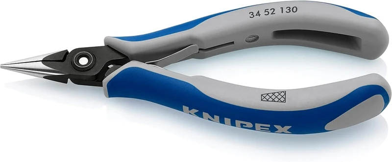 Knipex 34 52 130 Precision Electronics Gripping Plier with Half-Round Jaws, Multi-Colour, 130 mm
