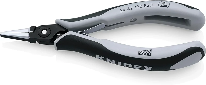 KNIPEX Precision Electronics Gripping Pliers ESD with Multi-Component Handles 130 mm, 34 42 130 ESD