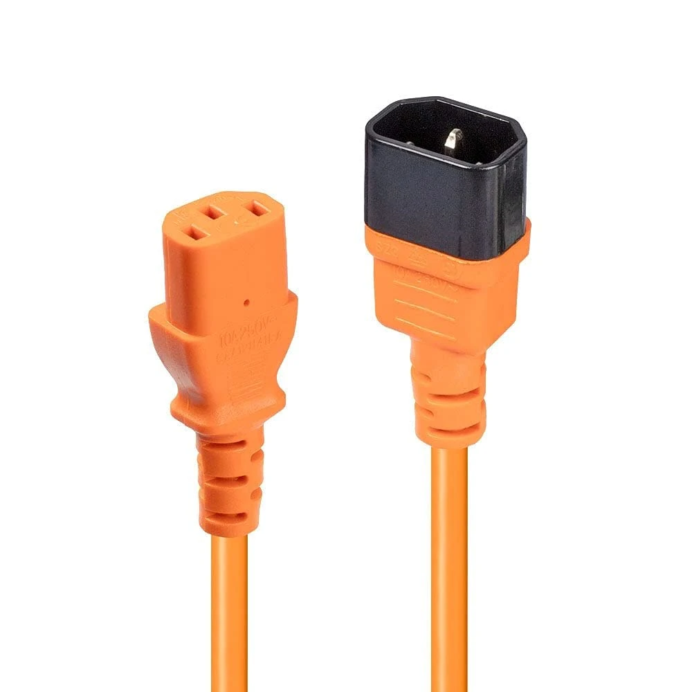 Lindy 1m IEC C14 to IEC C13 Extension Power Cable, Orange
