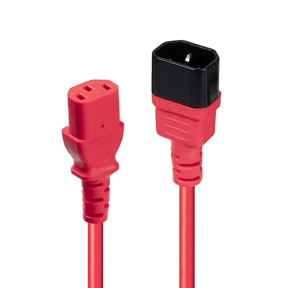 Lindy 0.5m IEC C14 to IEC C13 Extension Power Cable, Red