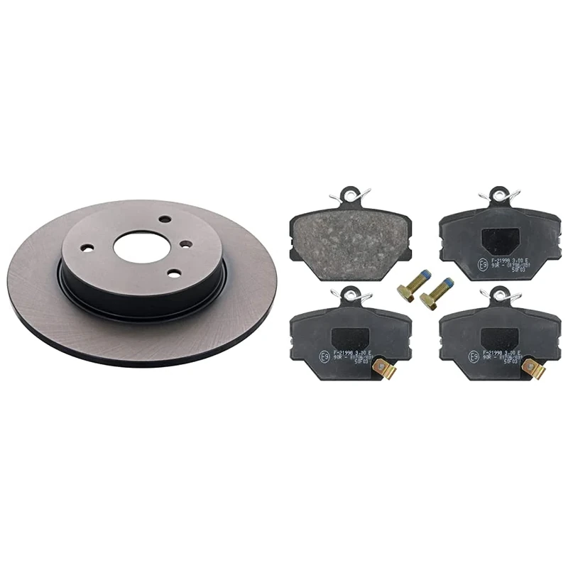 febi bilstein 22345 Brake Disc Set (2 Brake Disc) front, full, No. of Holes 3 & 16485 Brake Pad Set with screws, pack of four