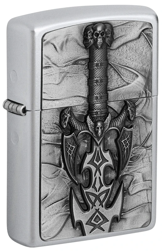 ZIPPO – Satin Chrome - Dark Side Sword, Emblem – gasoline Windproof lighter, refillable, in gift box