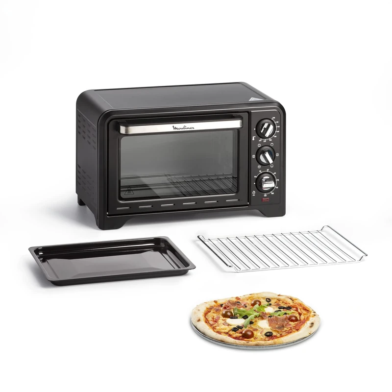 Moulinex Electric oven 19 L, Compact, rotating heat, 6 cooking modes, Adjustable thermostat up to 240 °C, Timer 120 min, Reversible grill, French fries drier, Optimo black OX444810