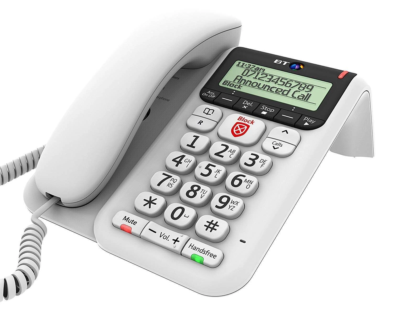 BT Decor 2600 CID TAM: Answer Machine + Call Blocker + Caller Display - Hands-Free Speakerphone (Corded) - Caller ID, TrueCall Advanced Blocking, White