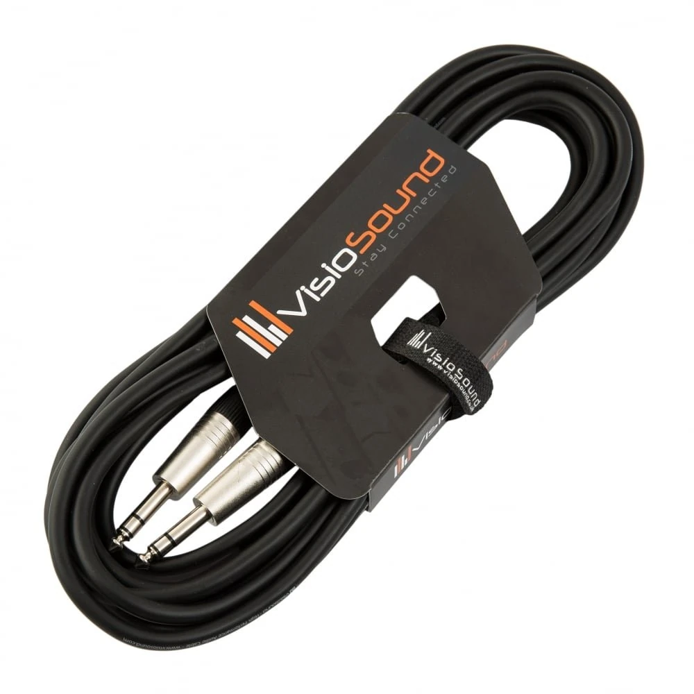 VisioSound 6.35mm 1/4" Stereo TRS Jack to TRS Jack Lead/Balanced Signal Audio Patch Cable 6m Black