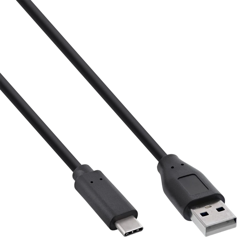 InLine 35736 USB 2.0 Cable, USB Type C Male to A Male, Black, 0.5 m