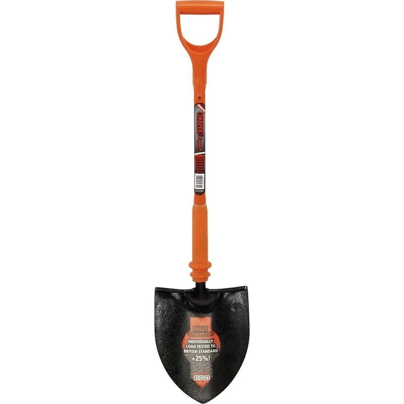 Draper 82639 Expert Round Mouth Shovel Fully Insulated and Solid Forged,Orange,Black,101.5 x 24.7 x 18 cm; 2.57 Kilograms