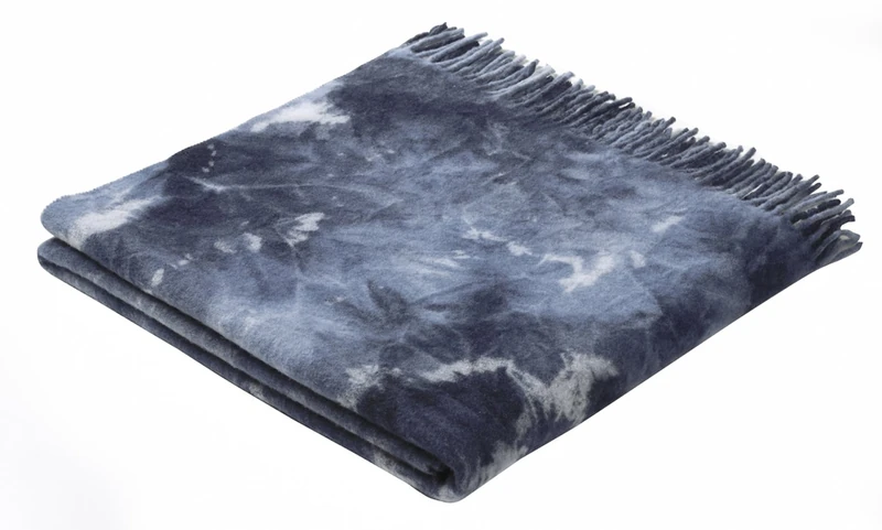 Biederlack Denim Plaids Blanket Throw, Cashmere, Batik, 130 x 170 cm - Image 1