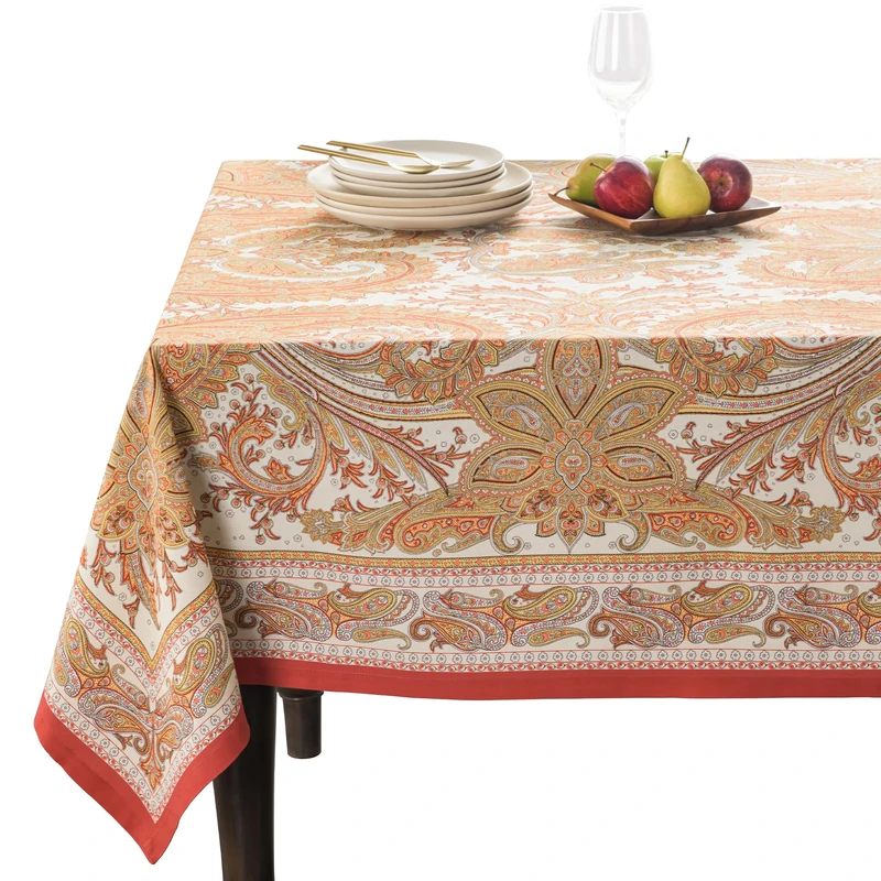 Maison d' Hermine Kashmir Paisley 100% Cotton Tablecloth for Kitchen Dining | Tabletop | Decoration | Parties | Weddings | Thanksgiving/Christmas (Rectangle, 60 Inch by 120 Inch)