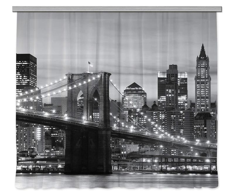 AG Design Curtains - Bridge- curtains - 3D Photo print - 280 x 245 cm/ 110.2 x 96.5 inches - 2 parts - Multicolor, FCSXXL 7416