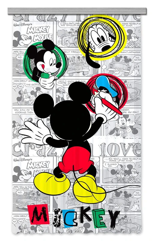 Disney AG Design Mickey Mouse - Kids Curtains - 3D Photo Print - Part - FCSL 742, Multi-Colour, 140 x 245 cm