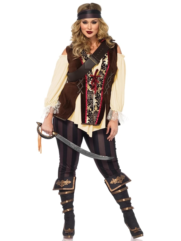 Leg Avenue 85634X Plus Size Blackheart Pirate Captain Costume Adult, Womens, Multi, 3X-4X
