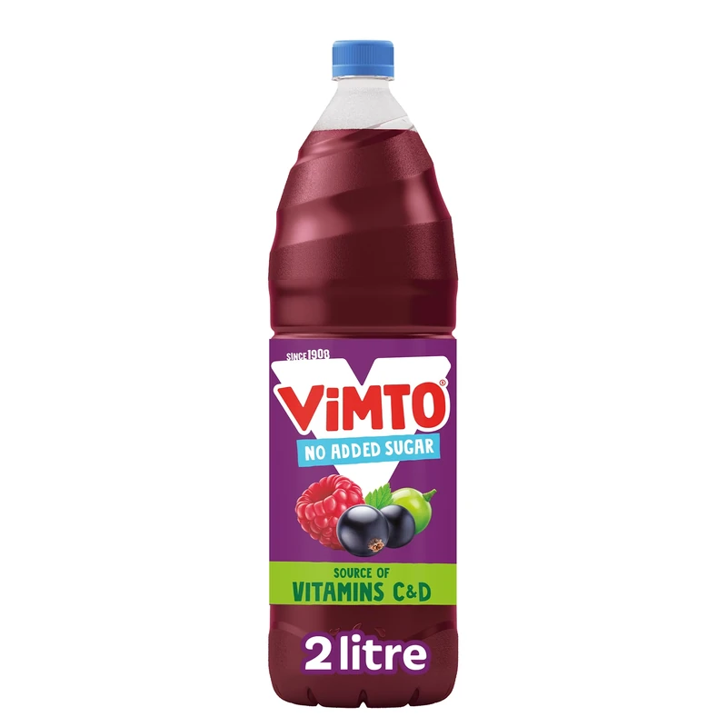 Vimto Squash – No Added Sugar – Real Fruit Flavour – Vitamins C & D – 2L Bottle – Low Calorie – HFSS compliant