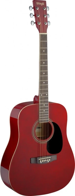 Stagg SA20D RED Dreadnought Acoustic Guitar - Red