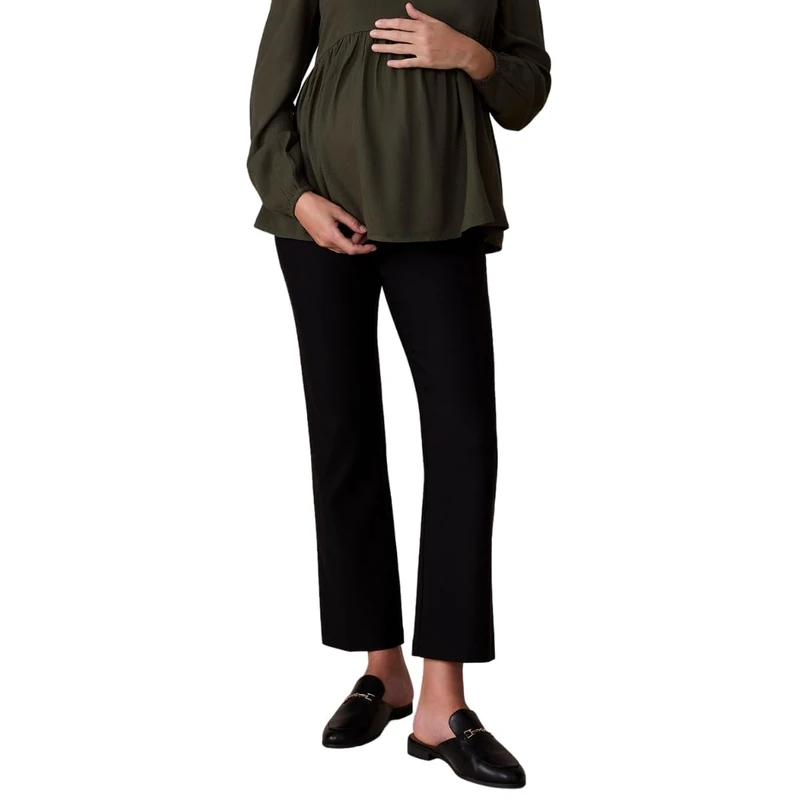Motherhood Maternity Women's Super Stretch Secret Fit Over The Belly Ankle Skinny Pregnancy Dress Pants for Work, Black, S