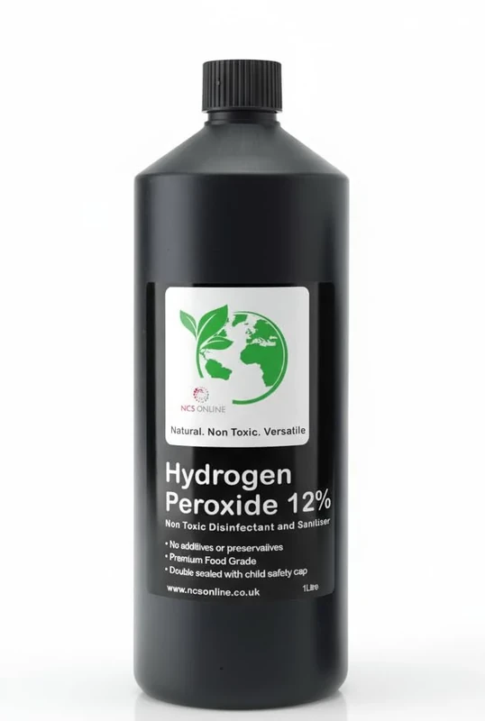 Hydrogen Peroxide 11.99% (12%) 1 Litre Food Grade, Pure and Unstabilised, Multi Purpose Cleaner and Disinfectant