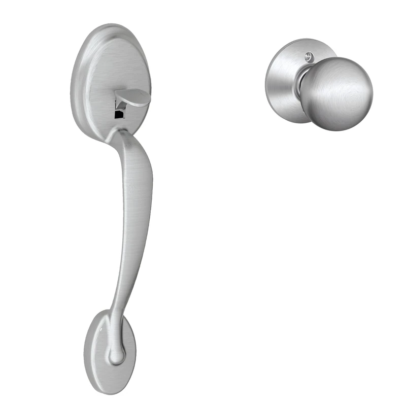SCHLAGE Scht9 FE285 PLY 626 ORB Plymouth Trim Lower Half Front Entry Handleset with Orbit Knob, Satin Chrome