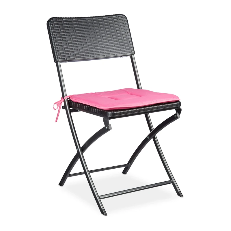Relaxdays BASTIAN Folding Chair, One chair in Rattan-Look, Garden Furniture, 82 x 44 x 50 cm, Black