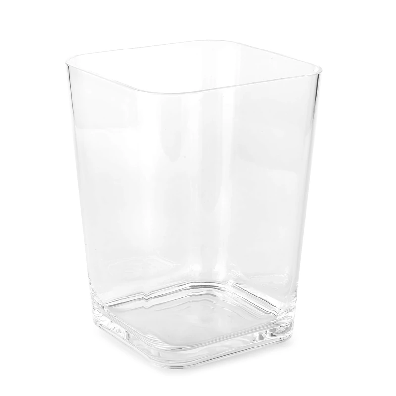 Huang Acrylic Clear Square Wastebasket Trash Can | Garbage Container Bin for Bathrooms, Kitchens, Home Offices | Shatter-Proof, Stylish, Durable and Compact Design