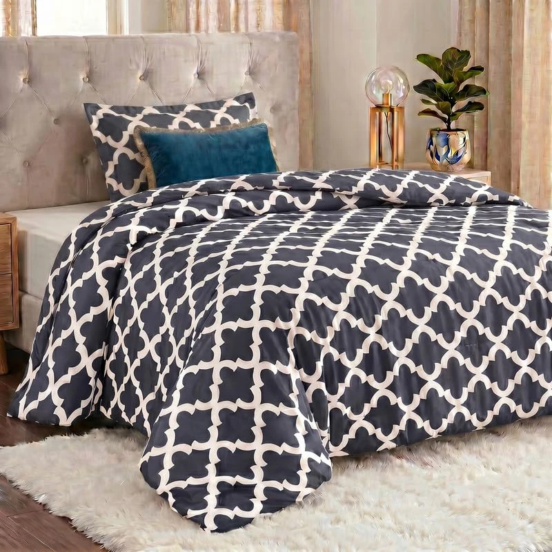 Utopia Bedding Twin Comforter Set 2 Piece Grey, Printed Comforters Twin Size, Bedding Comforters Sets, Down Alternative Soft Bed Set, 1 Comforter (64 x 88 inches) 1 Pillow Shams (20 x 26 inches)