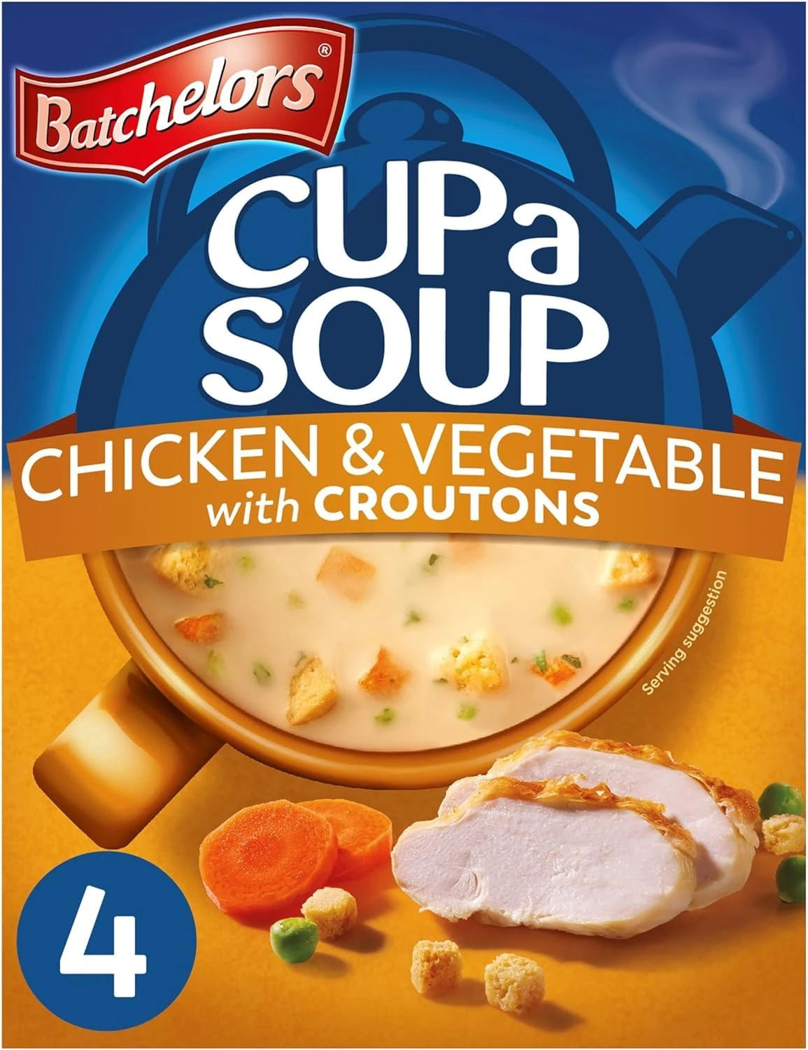 Batchelors Cup a Soup 4 Chicken & Vegetable with Croutons Instant Soup, 4 Sachets Per 110 g Box (Pack of 1)