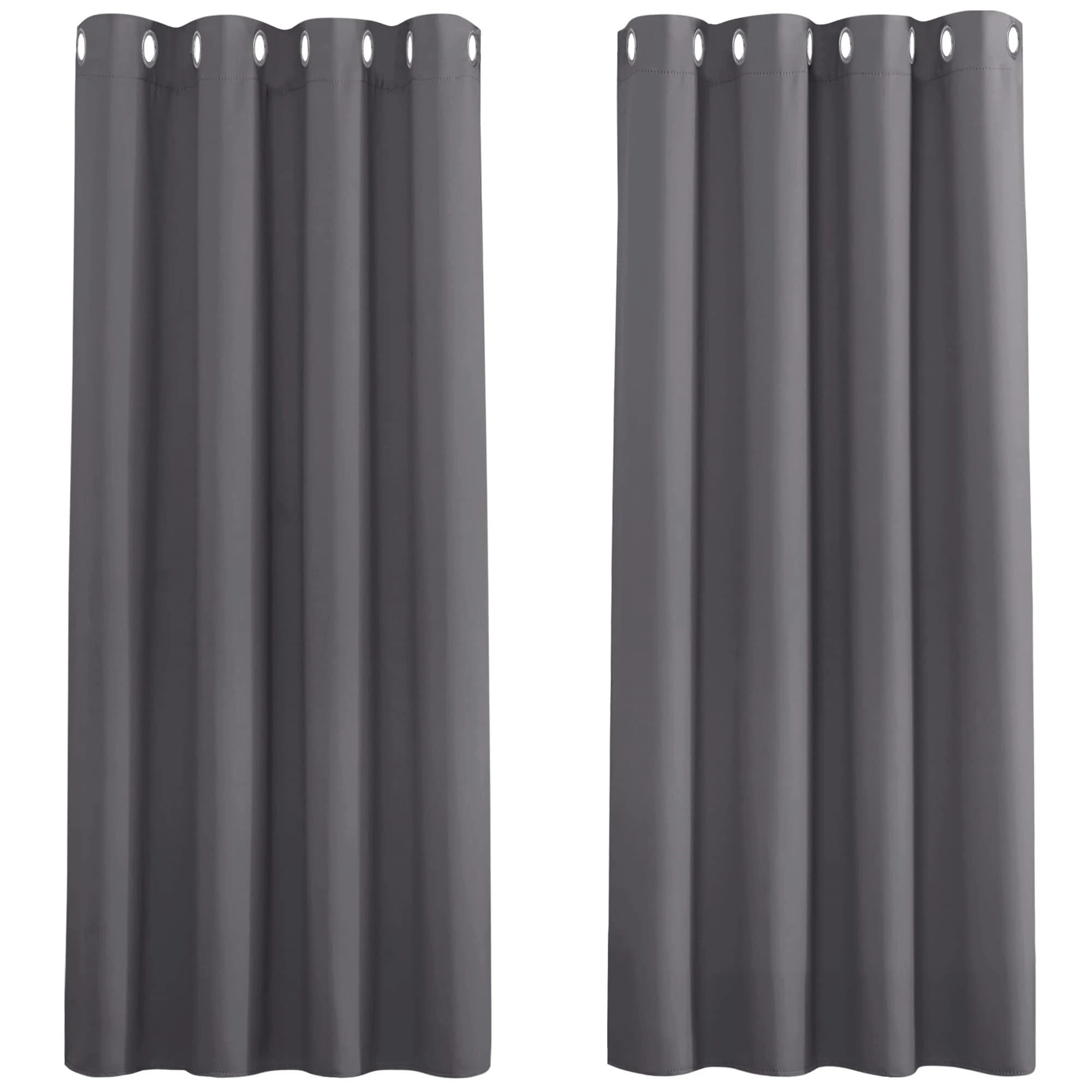 PONY DANCE Grey Blackout Thermal Insulated Curtains for Bedroom, 46 x 54 Inch Short Eyelet Curtains & Drapes, Soft Black Out 2 Panels for Window Living Room/Kitchen