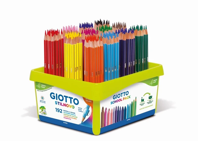 GIOTTO Stilnovo Intense Colours Colouring Pencils, 192 Pencils, Schoolpack, Assorted Colours, For Children, Parties and Schools