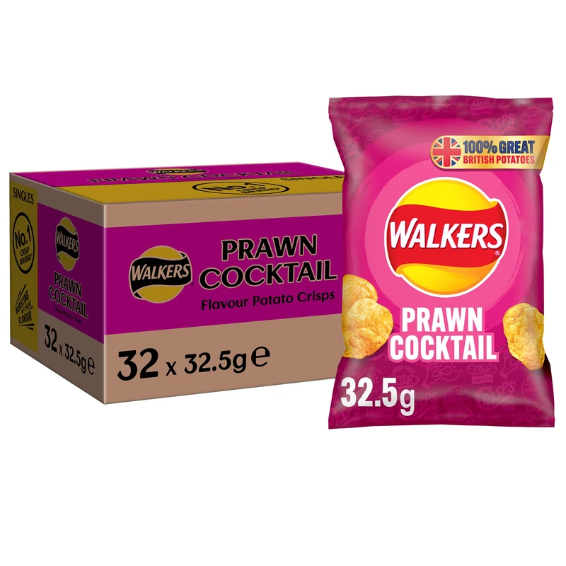 Walkers Prawn Cocktail Crisps 32 x 32.5g Multipack - Image 1