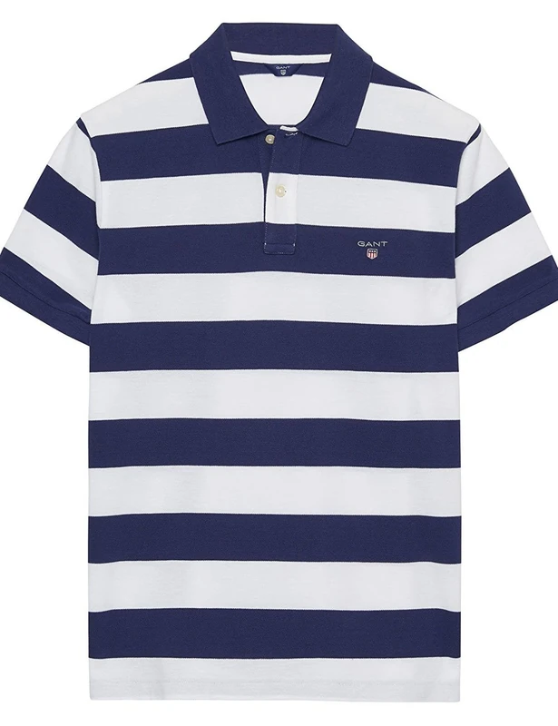 GANT Men's Barstripe Pique Rugger Polo Shirt, White (White 110), Medium
