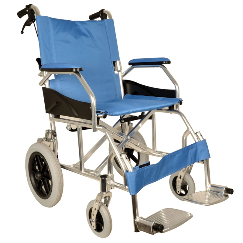 GIMA Aluminium Queen wheelchair, light blue seat 46 cm, ultra light wheelchair, only 9,5 kg - Image 1